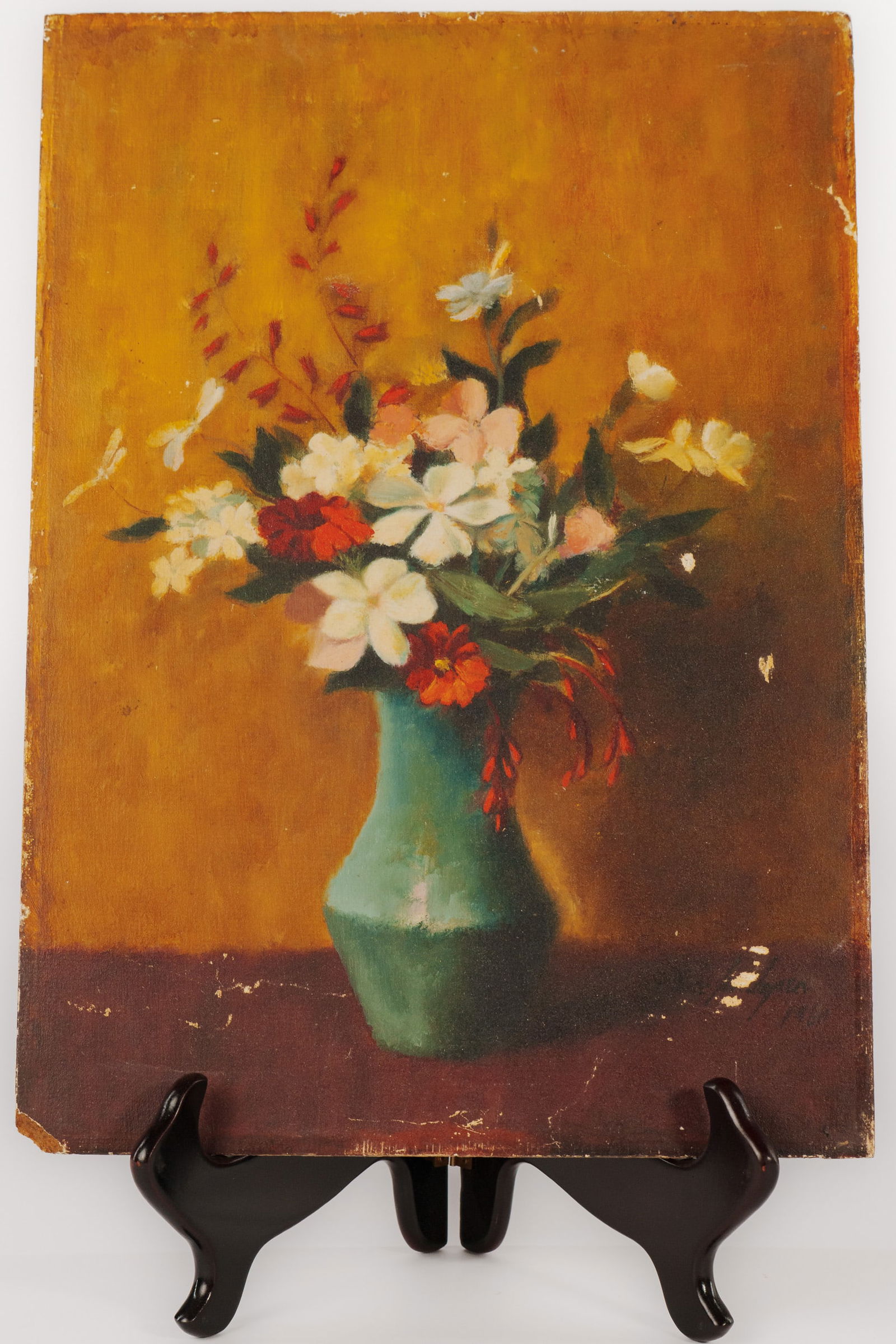 Eric Lundgren (1906 - 1971). Two Still Lifes with Flowers.: Each oil on board, 14 x 10 inches, signed and dated 1959 and 1960. Some paint loss to one.