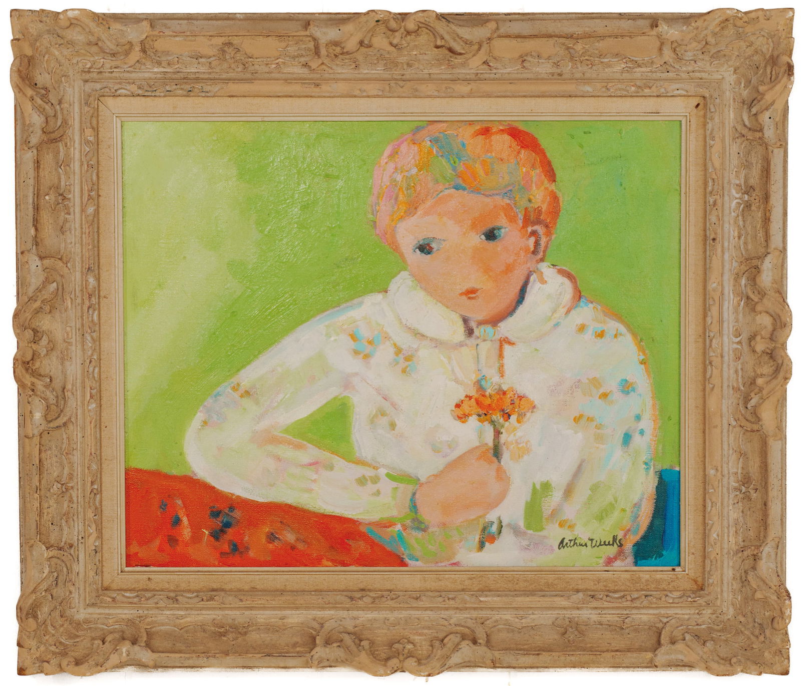 Arthur Weeks (1930 - 1988). Girl with Flowers. (1 of 3)