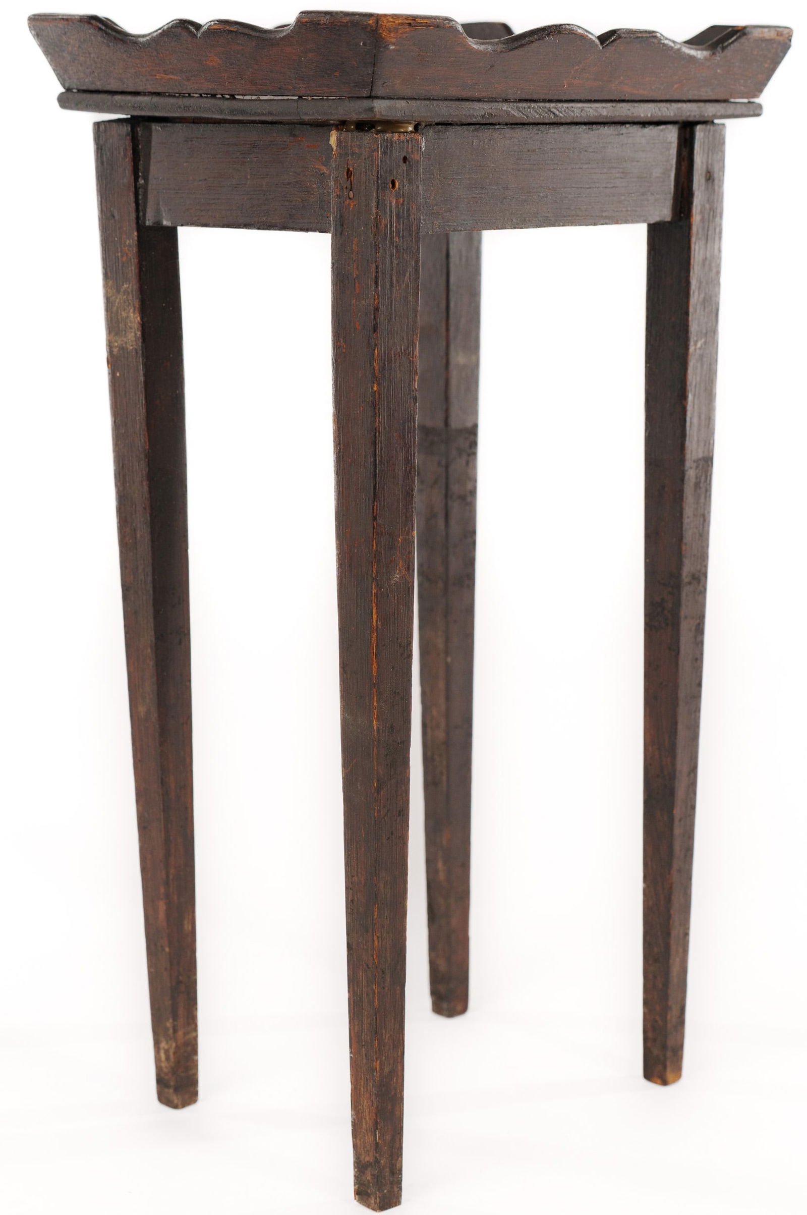 Miniature Antique Wooden Table.: Height 17 inches, width 9.5 inches, depth 7.5 inches.