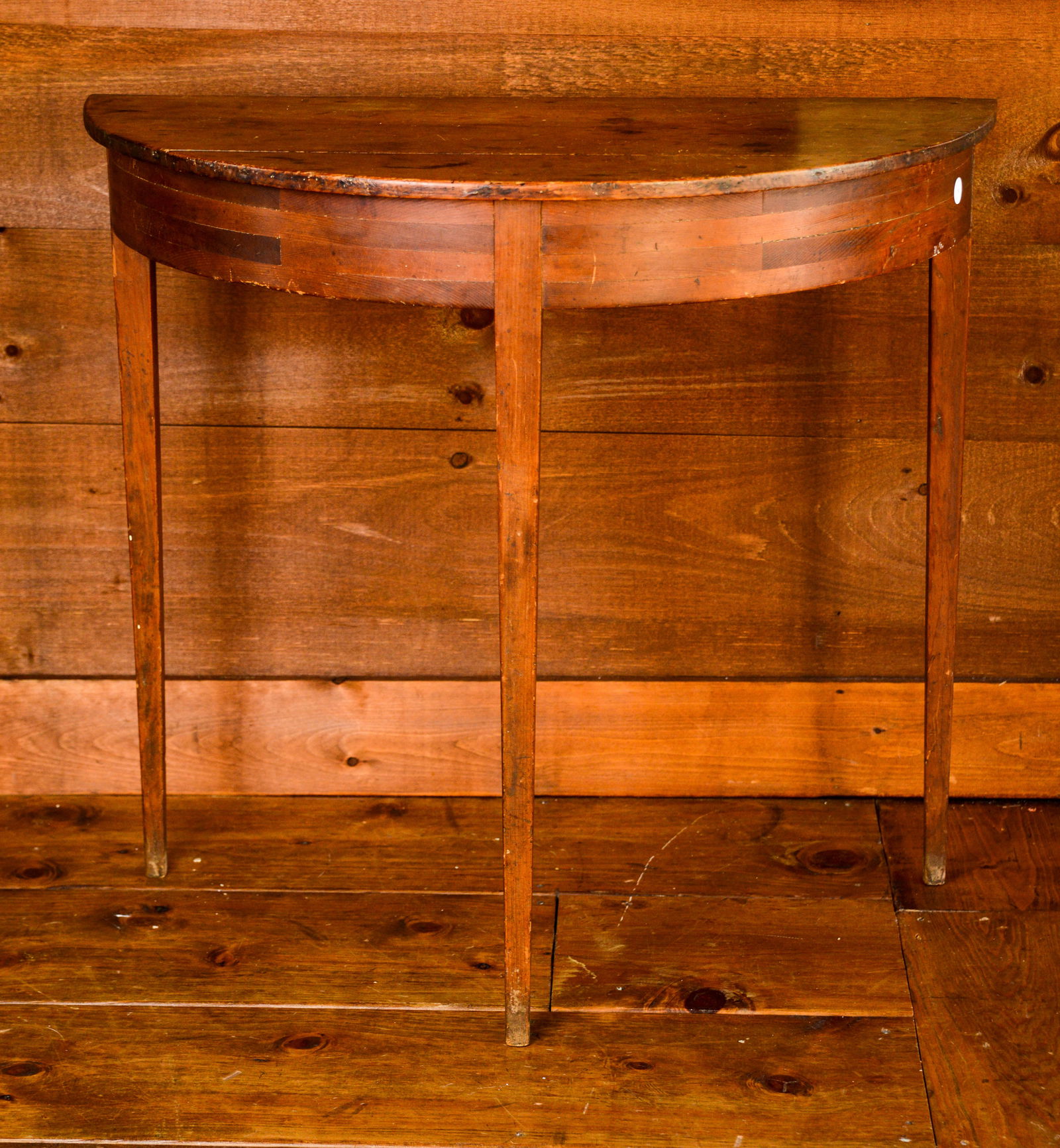 Antique Pine Console Table.: Height 33.5 inches, width 36.5 inches, depth 17.5 inches.