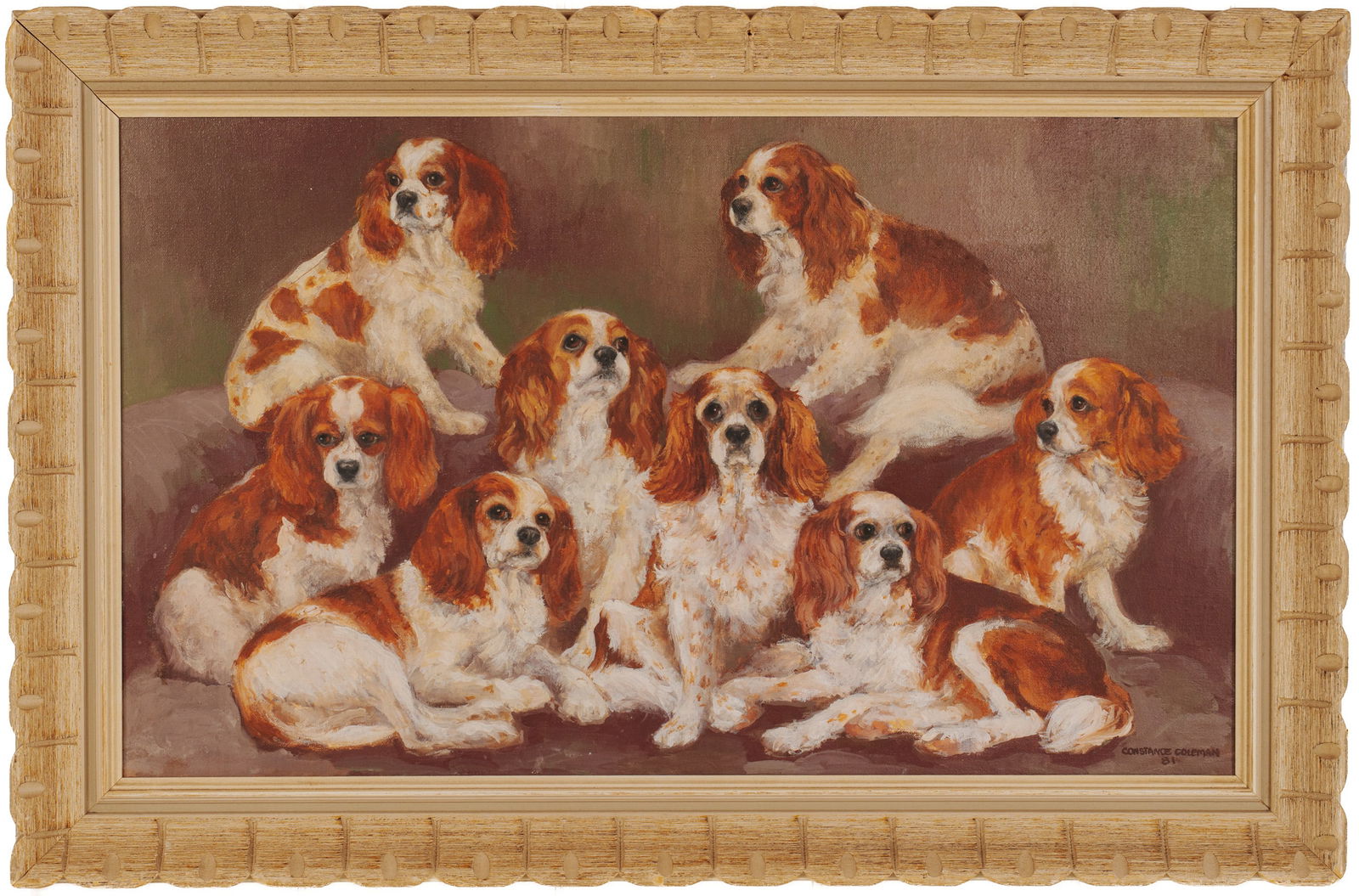Constance Coleman Richardson (1905 - 2002). Cavalier Spaniels. (1 of 3)