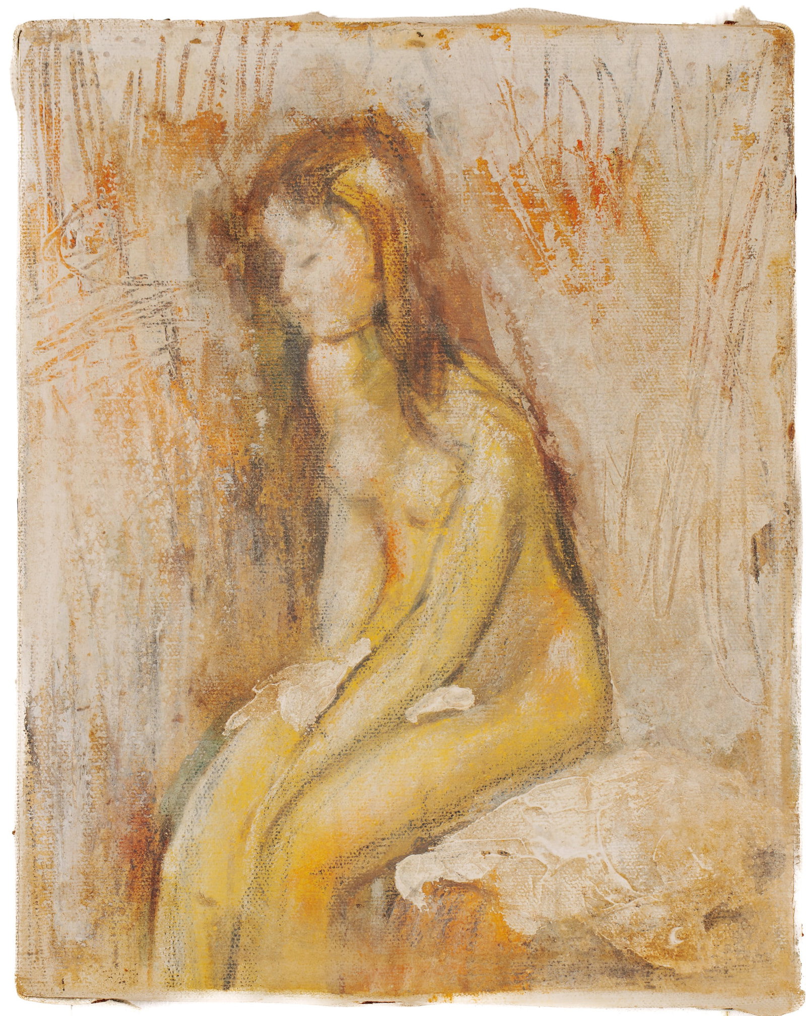 Small Painting of a Nude Woman.: Oil on canvas, 10 x 8 inches.