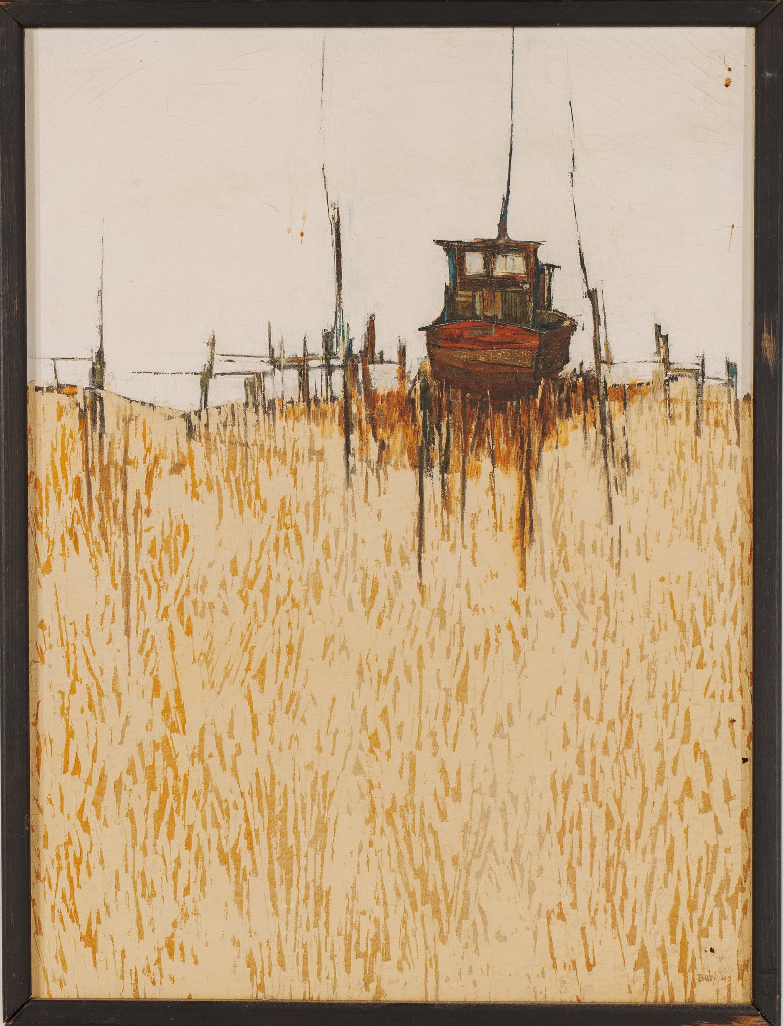 Abandoned Boat #9.: Oil on canvas, 24 x 18 inches, signed indistinctly and dated 1944 lower right. Palm Beach Galleries Label.