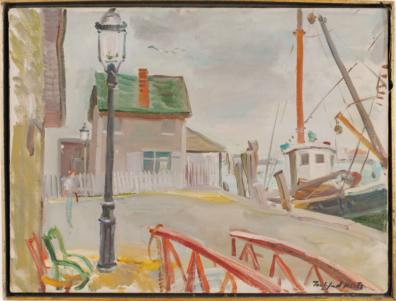 Trafford Partridge Klots (1913 - 1976). Wharf Scene. (1 of 4)