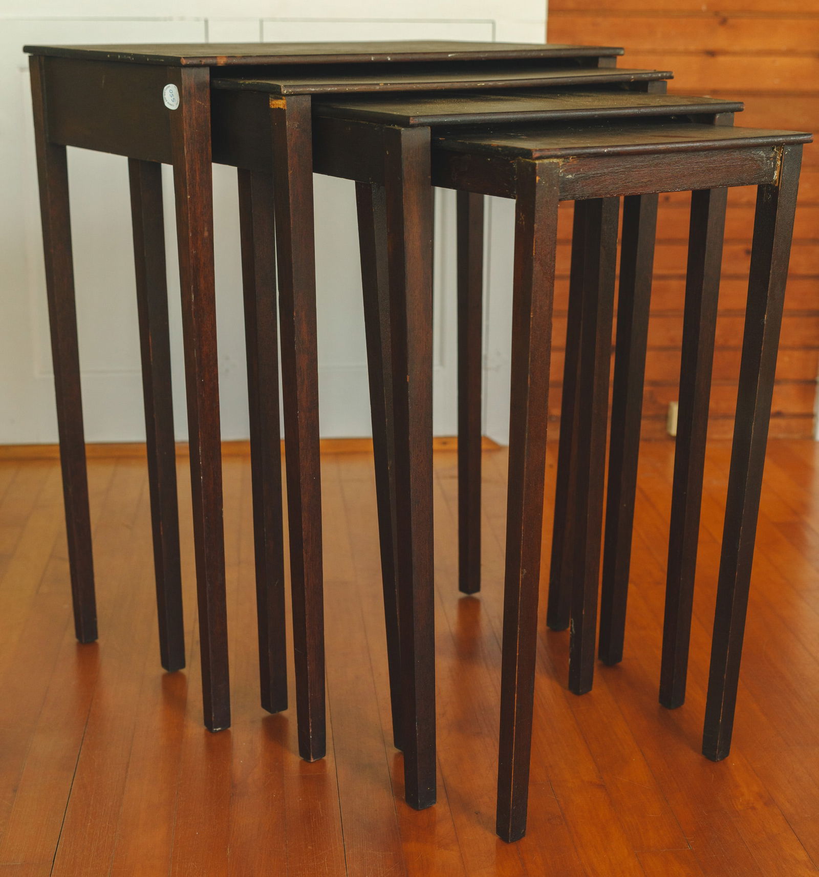 Four Oak Nesting Side Tables. (1 of 5)