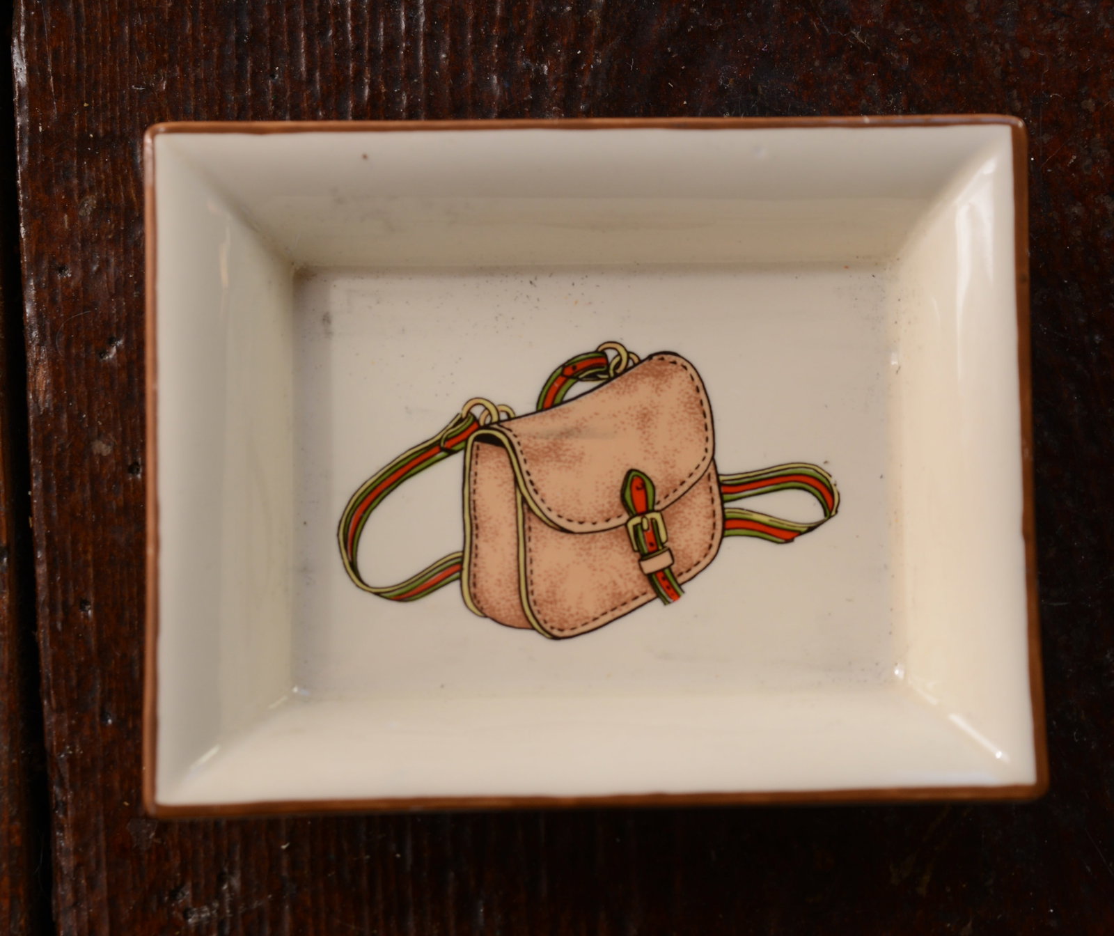 Small Tray With Bookbag.: 4.75 x 3.75 inches.