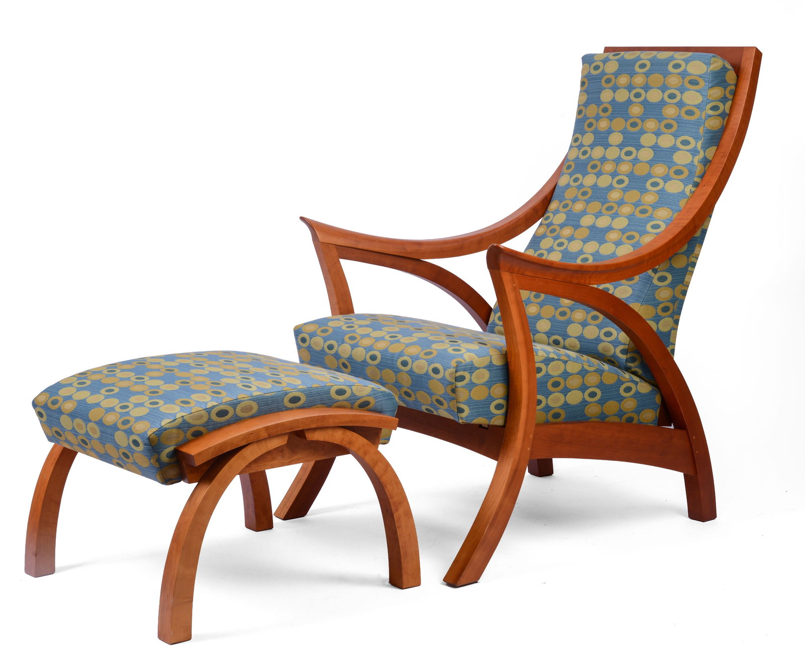 THOMAS MOSER CHERRY DRIFT LOUNGE CHAIR AND OTTOMAN. (1 of 11)