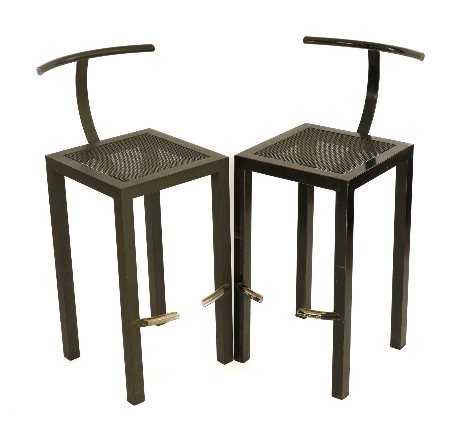 PAIR OF SERAPIS STOOLS BY PHILIPPE STARCK.: Seat height 24 inches, overall height 34 inches. Some minor surface loss.