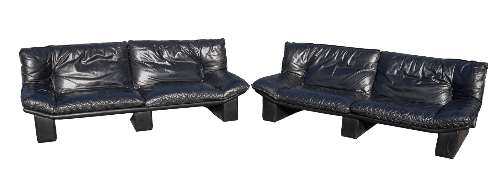TWO NICOLETTI SALOTTI 1988 POST MODERN LEATHER SOFAS (1 of 5)