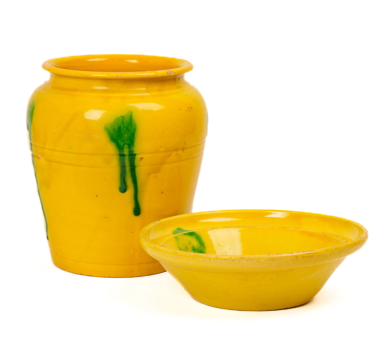 LARGE STUDIO POTTERY VASE AND A BOWL. (1 of 5)