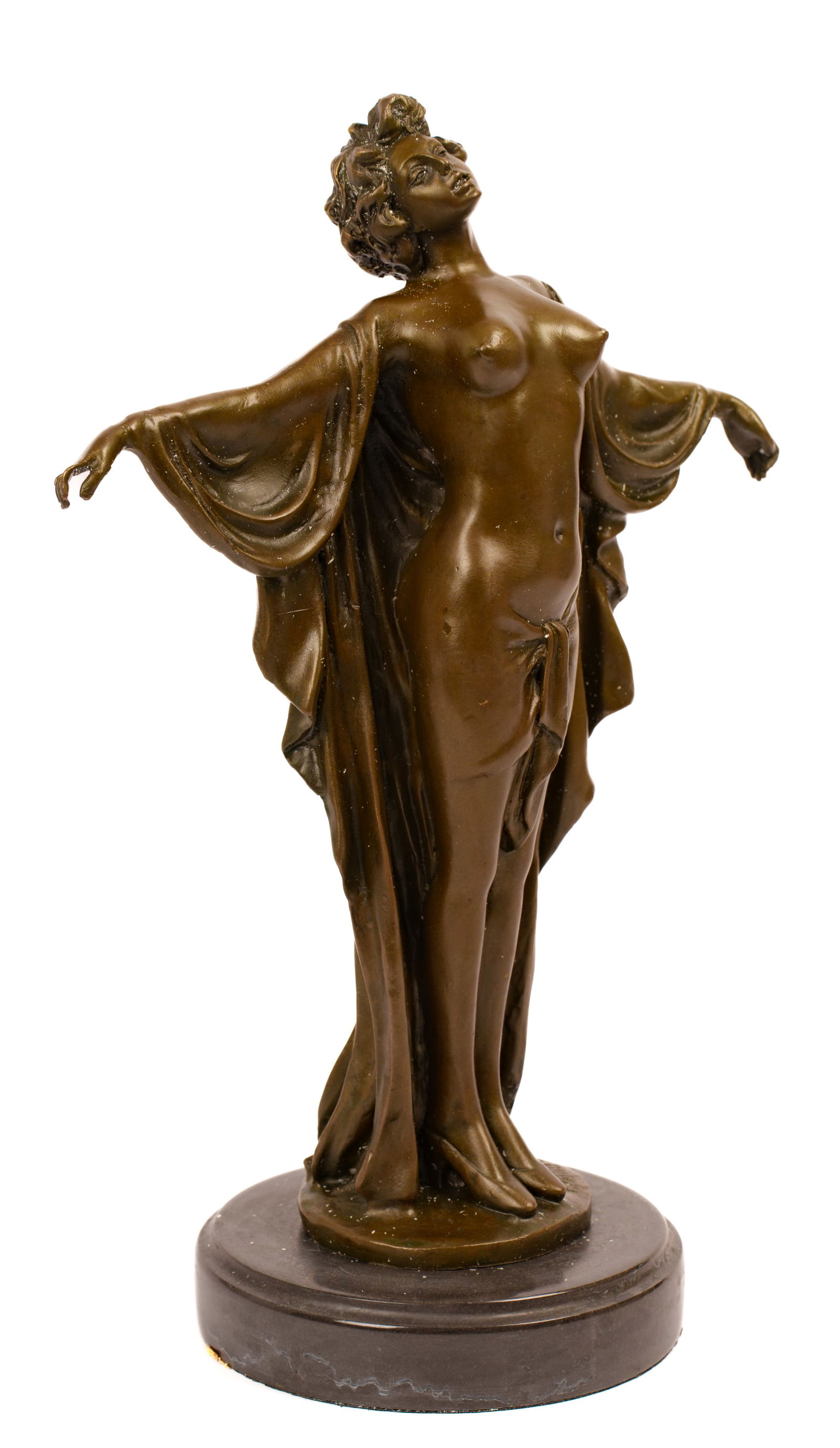 SCULPTURE OF A WOMAN, AFTER PAUL PHILIPPE.: Cast bronze, height 14 inches, signed at base.