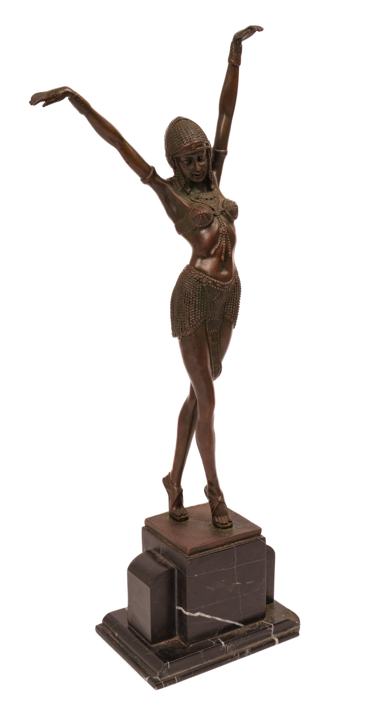 DEMÉTRE CHIPARUS. DANCING WOMAN.: Cast bronze, height 22 inches, signed at base.