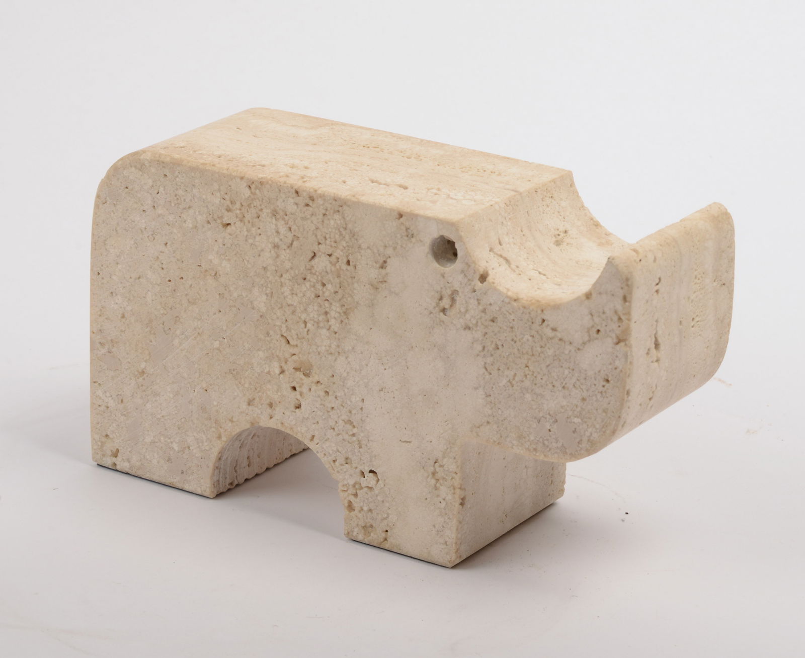 ITALIAN TRAVERTINE RHINOCEROS.: Length 7 inches. Excellent condition.