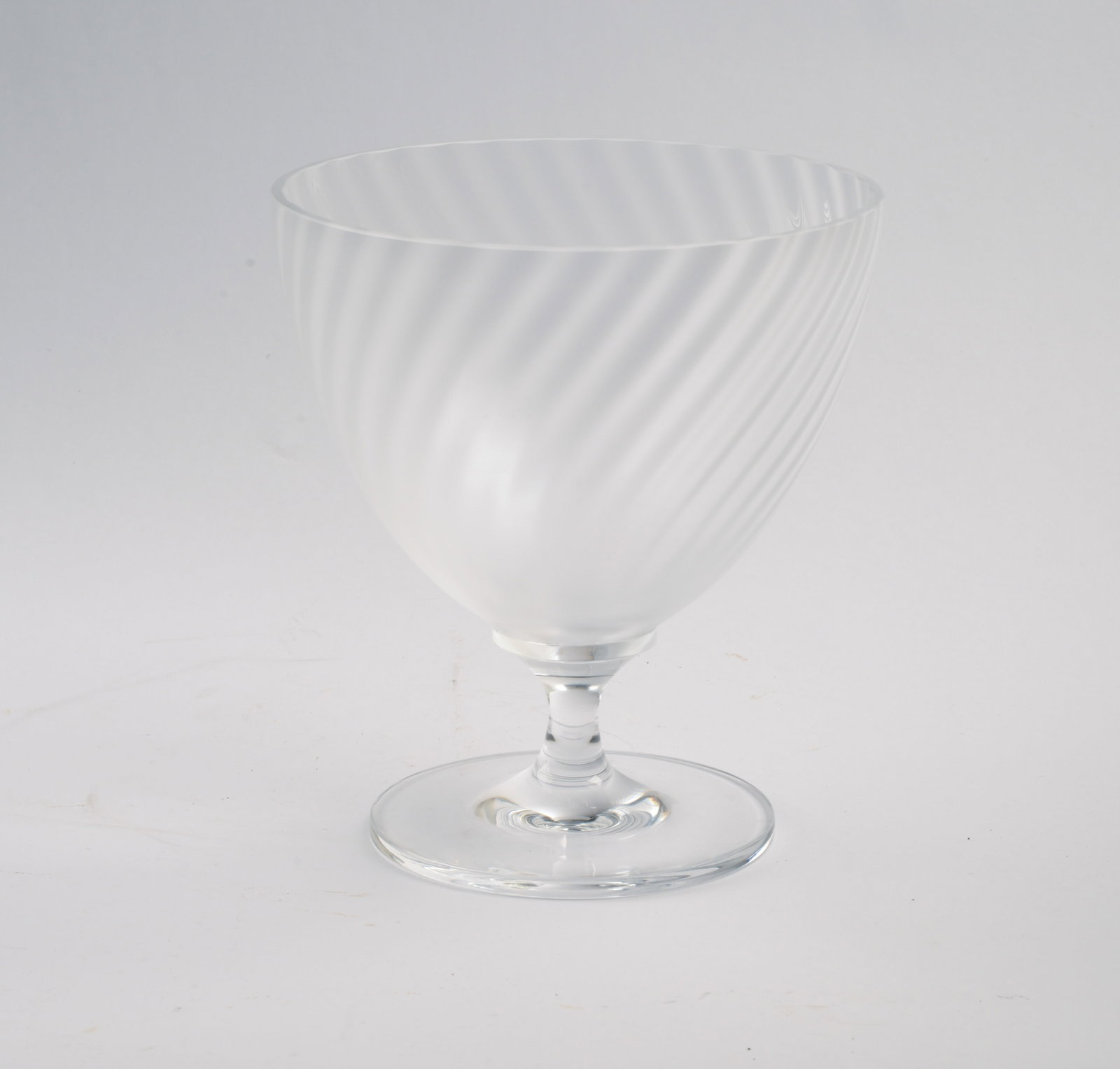 LALIQUE FRANCE FOOTED GLASS CENTERPIECE BOWL.: Height 8.25 inches, etched signature, excellent condition.