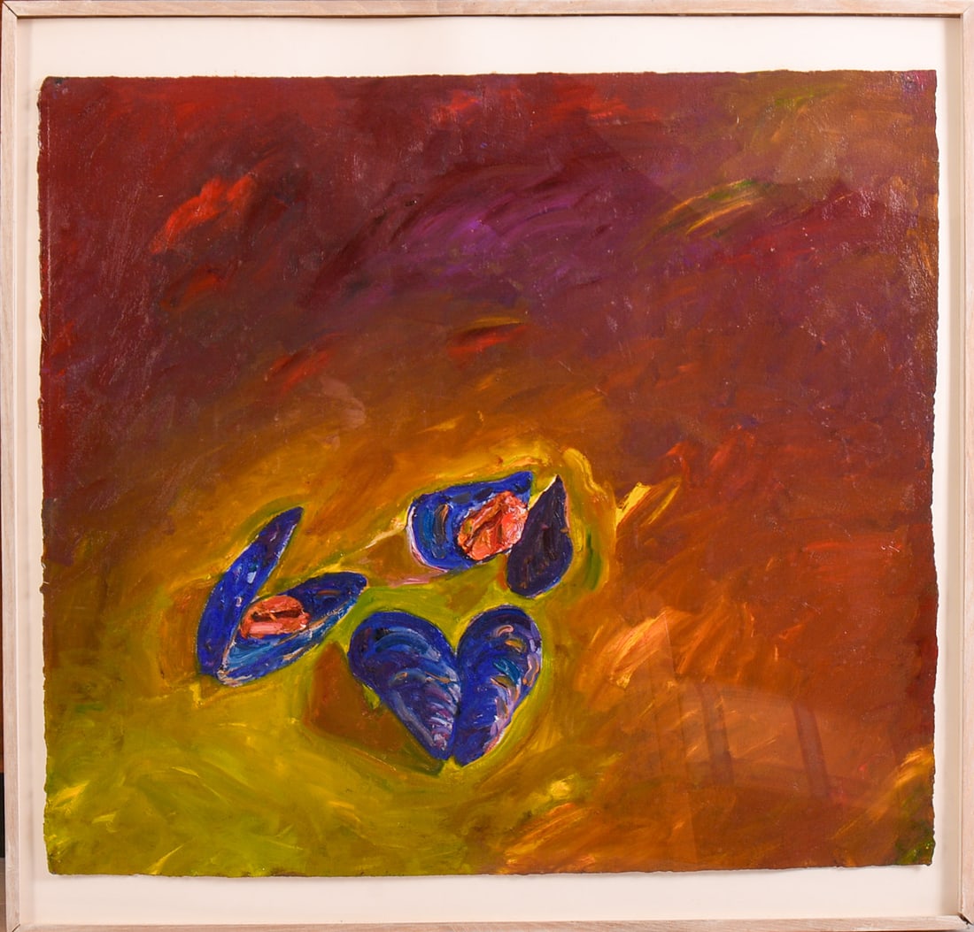 JUDITH HUDSON (BORN 1946). MUSSELS.: Oil on paper, 29 x 33 inches. Cutler / Stavaridis Gallery label on verso.