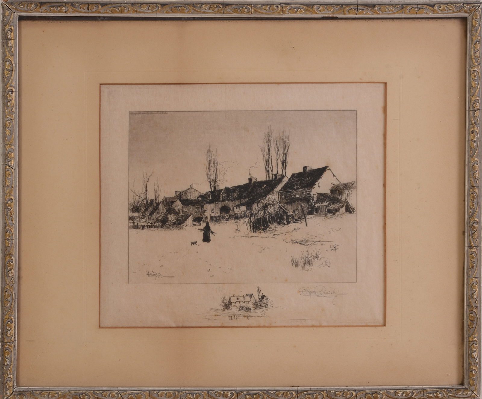 STEPHEN PARRISH ENGRAVING.: Image 6 x 8 inches, pencil signed. Framed, 14 x 16.5 inches.