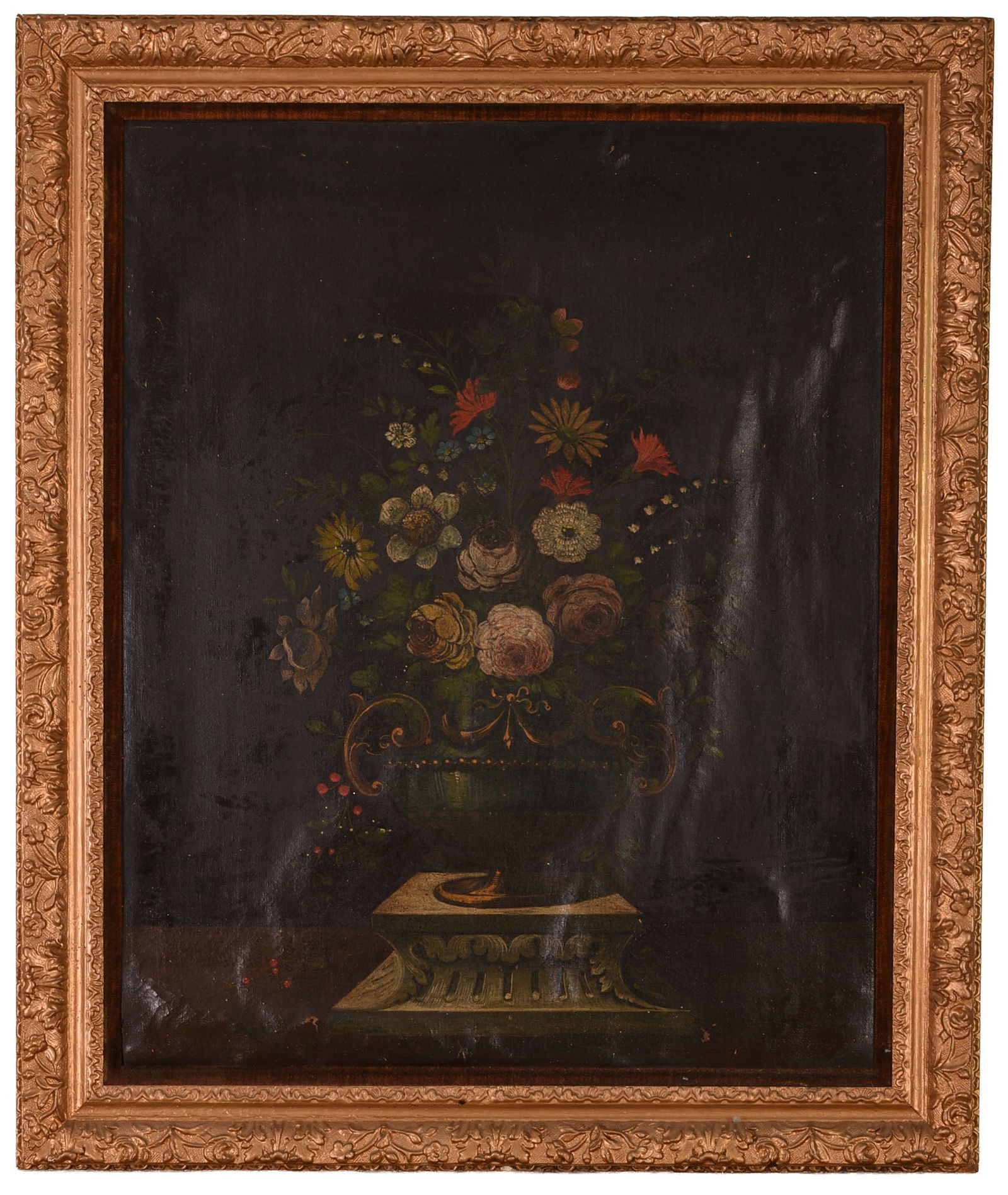 17TH C FLEMISH OLD MASTER'S PAINTING STILL LIFE OF FLOWERS IN A BOWL. (1 of 3)