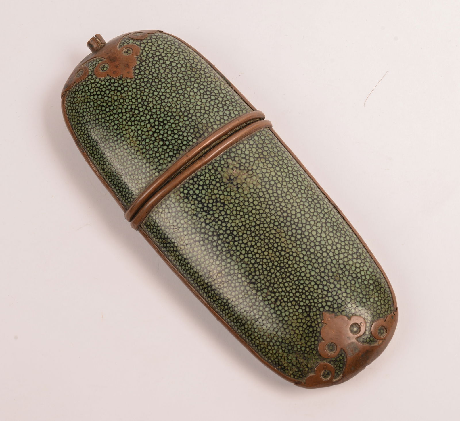 SHARKSKIN CASE BRUSH HOLDER.: Height 7 inches.