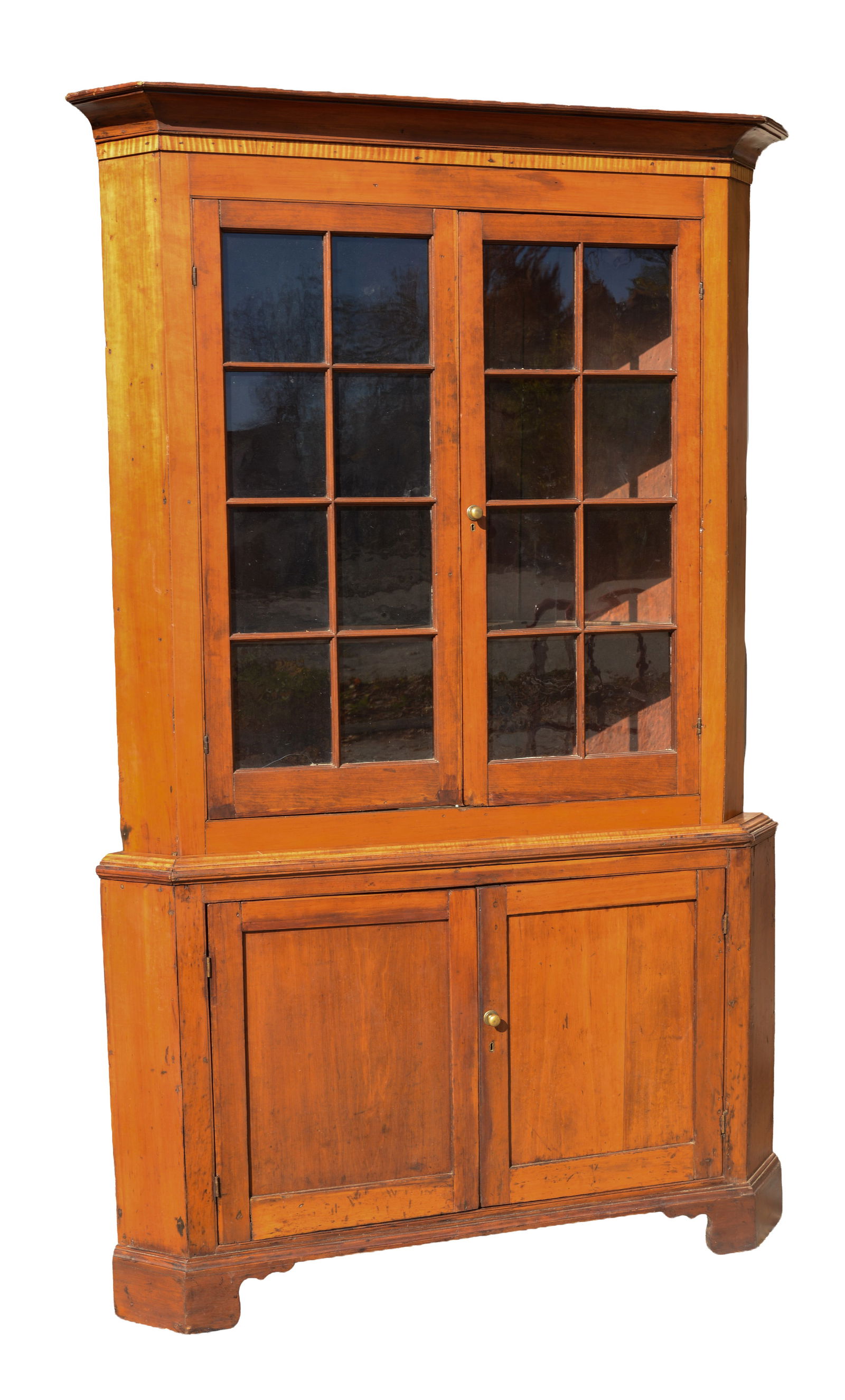 LARGE NEW ENGLAND CHERRY CORNER CUPBOARD. (1 of 3)