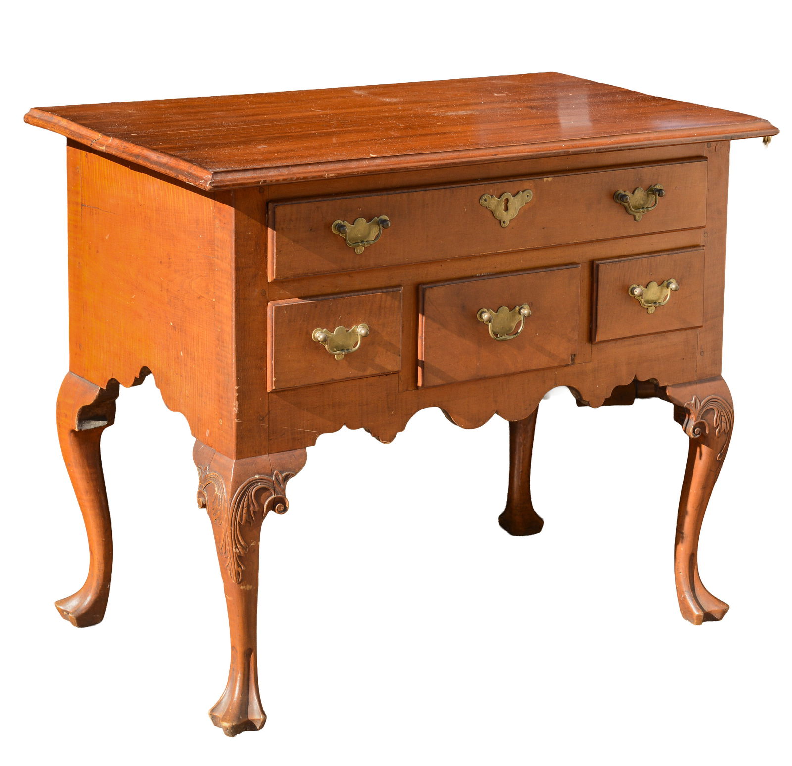 LATE 18TH OR EARLY 19TH CENTURY TIGER MAPLE LOWBOY (1 of 4)