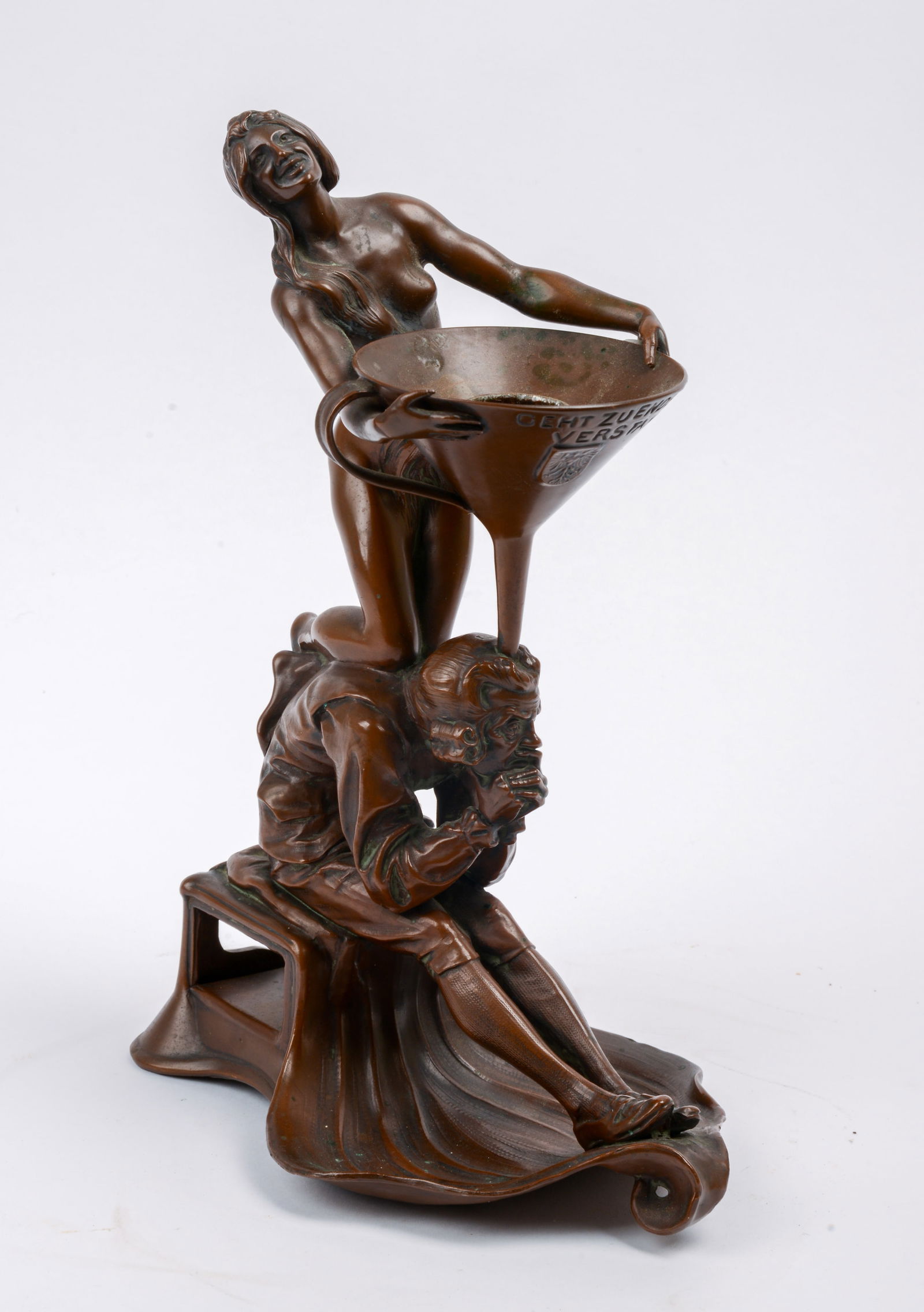 GEORGE LEYKAUF (1847-1933) ANTIQUE BRONZE CANDLESTICK. (1 of 5)