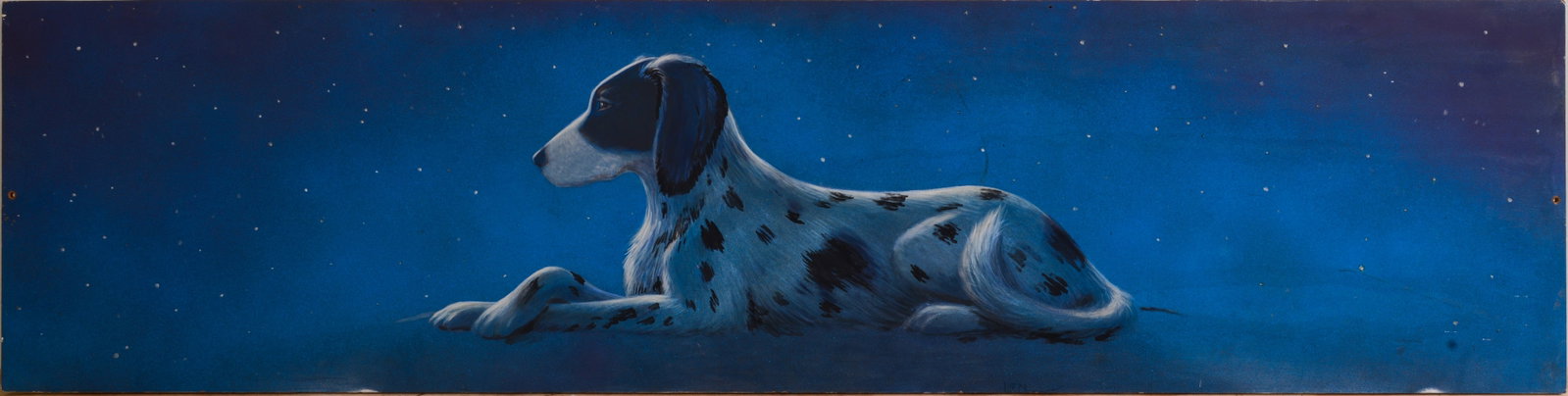 FRANK MORTON (1937-2021). THE MASTER TARRIES: Oil on board, 16.5 x 65.5 inches.