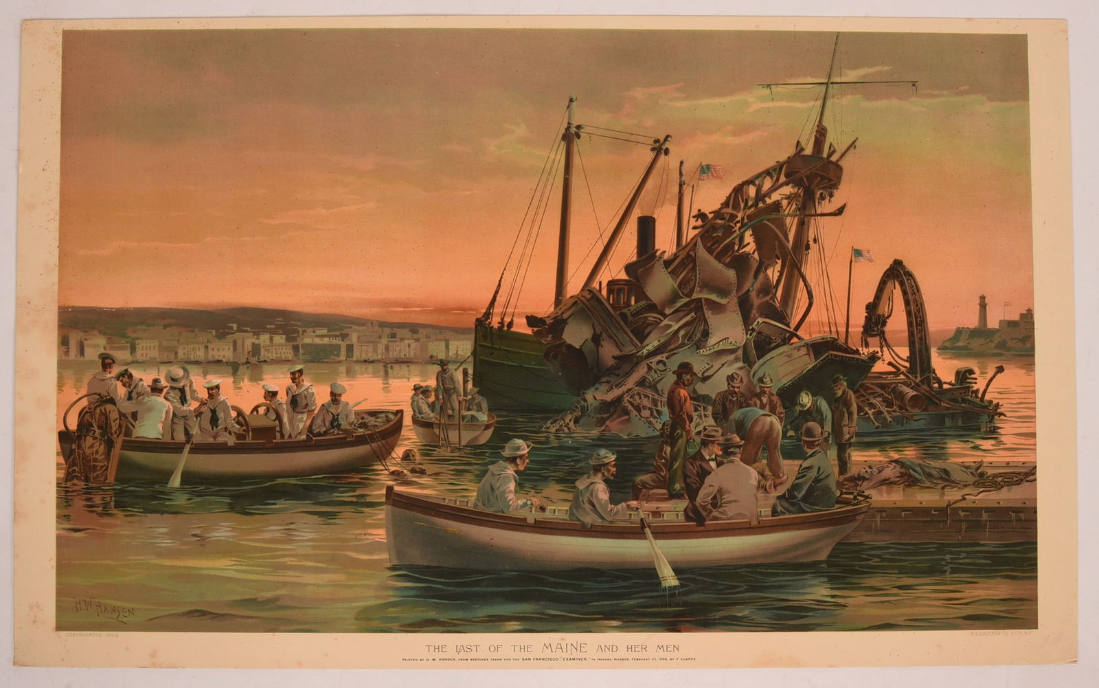 LITHOGRAPH: THE LAST OF THE MAINE AND HER MEN. (1 of 4)
