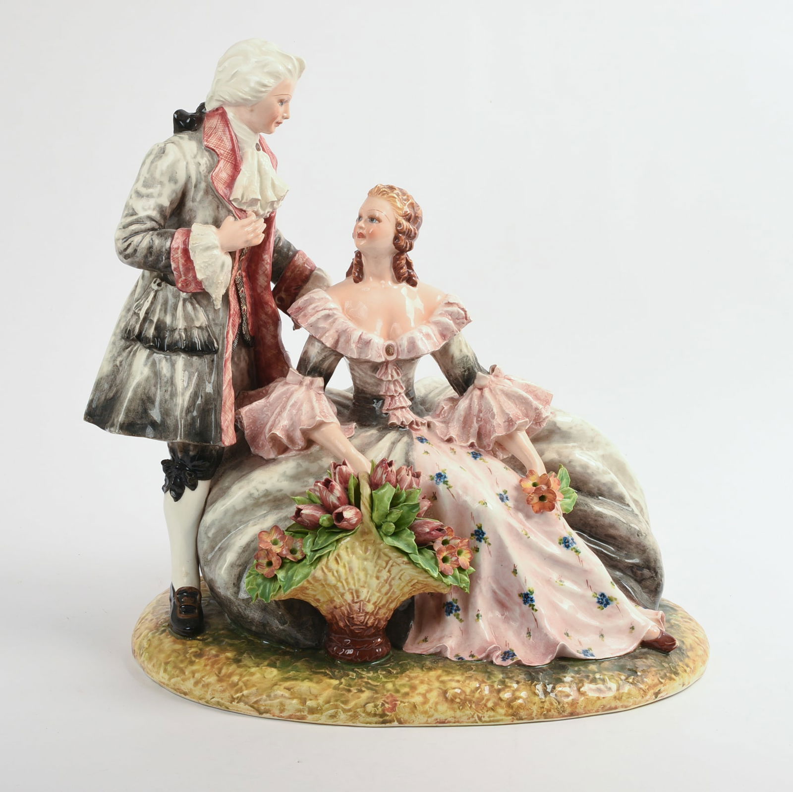 LARGE CAPODIMONTE STYLE FIGURAL GROUP OF A COUPLE.: Height 16 inches, good condition.