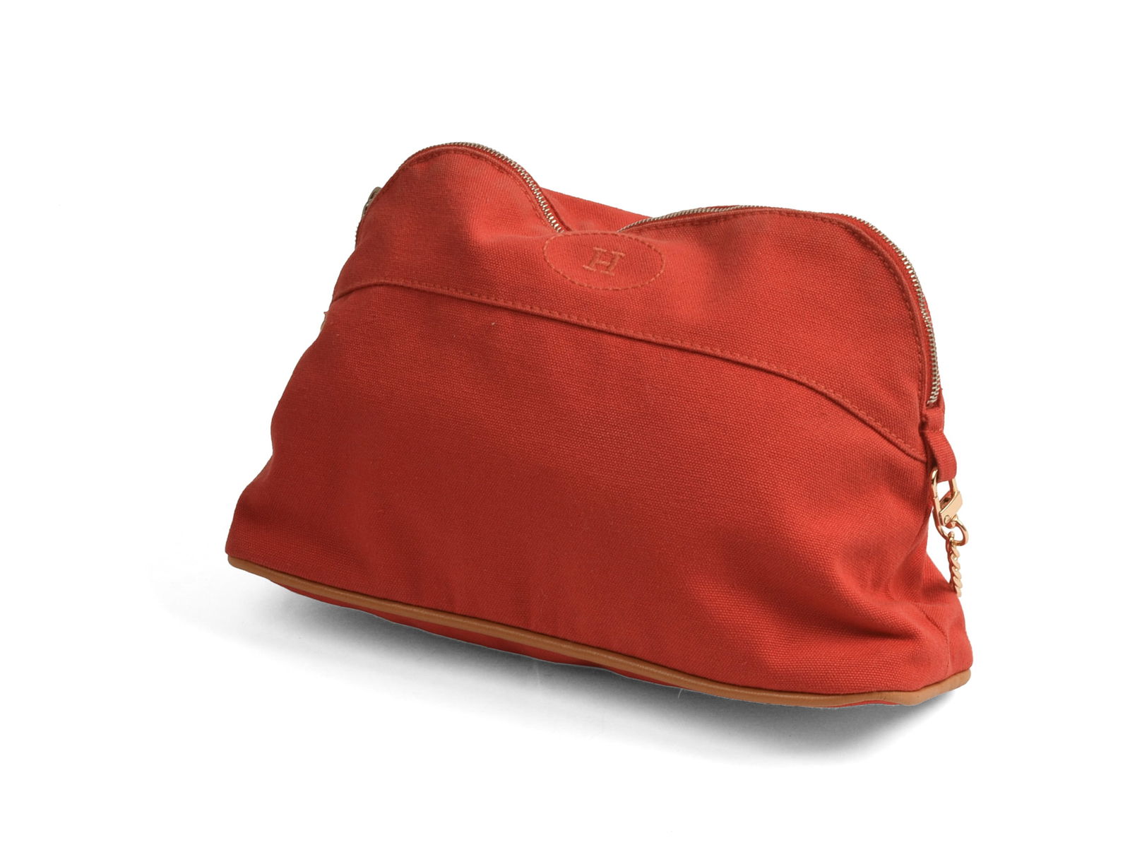Hermes Bolide Orange Canvas Clutch. (1 of 3)
