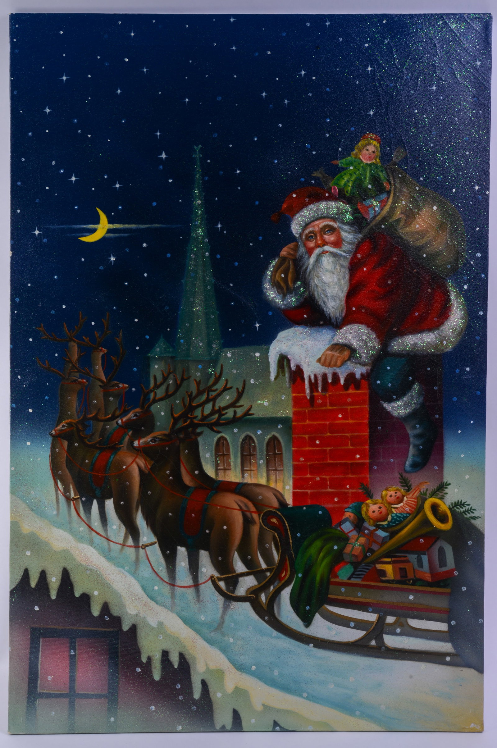 Christopher Radko. "Return Engagement" Oil Painting.: Unframed, 36 x 24 inches, marked Sample on verso.