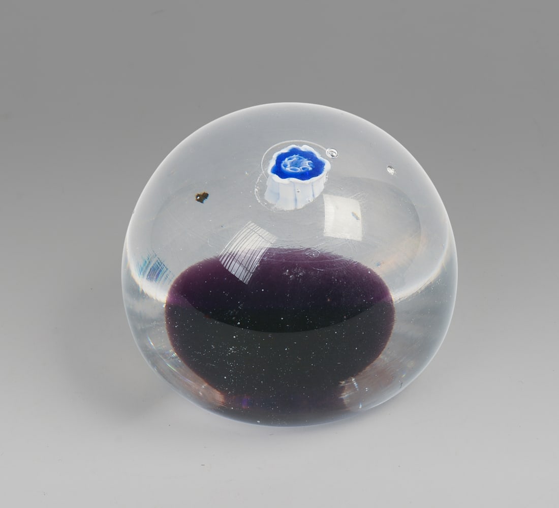 Sandwich Glass Paperweight.: Diameter 2.75 inches. Imperfections, probably a student or test piece.