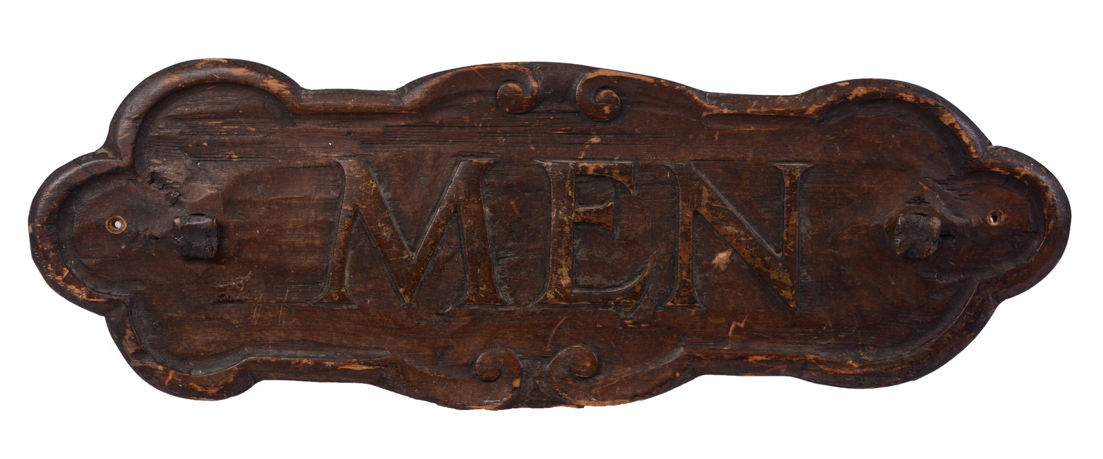 Early 20th Century Men's Room Sign.: 21 x 7.5 inches.