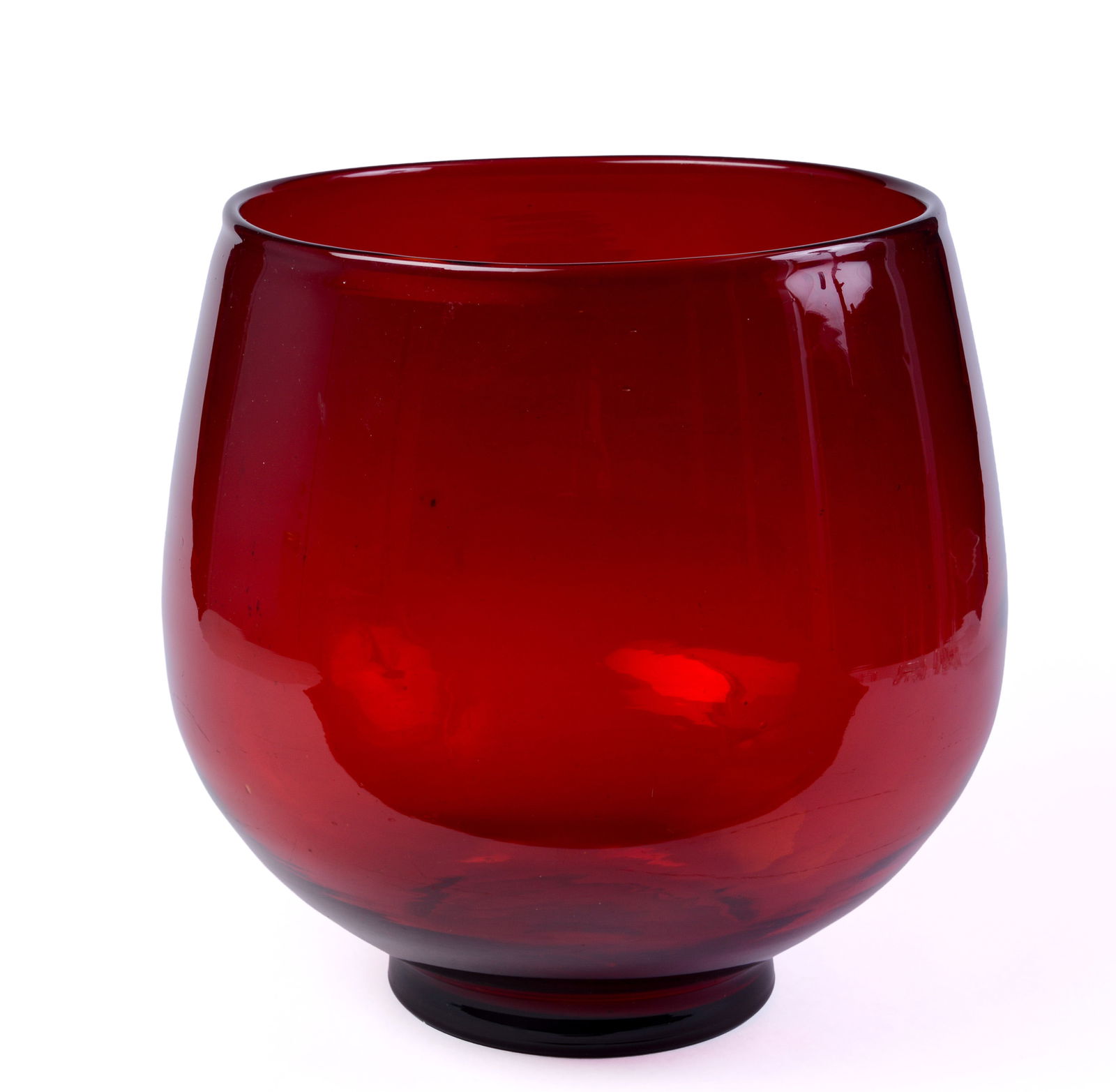 Large Blown Ruby Red Glass Vase. (1 of 4)