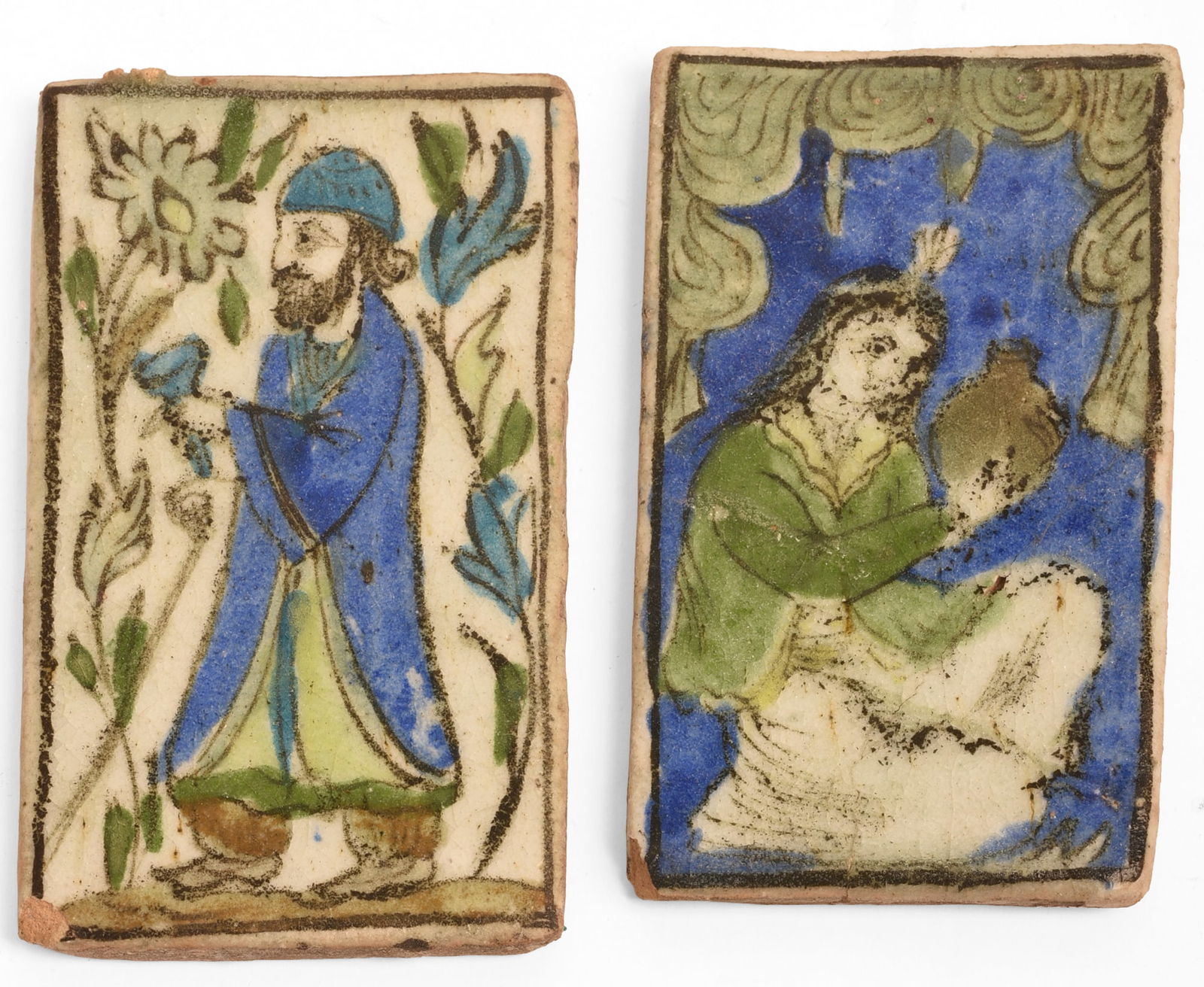 Pair of Small Persian Qajar Tiles. (1 of 2)