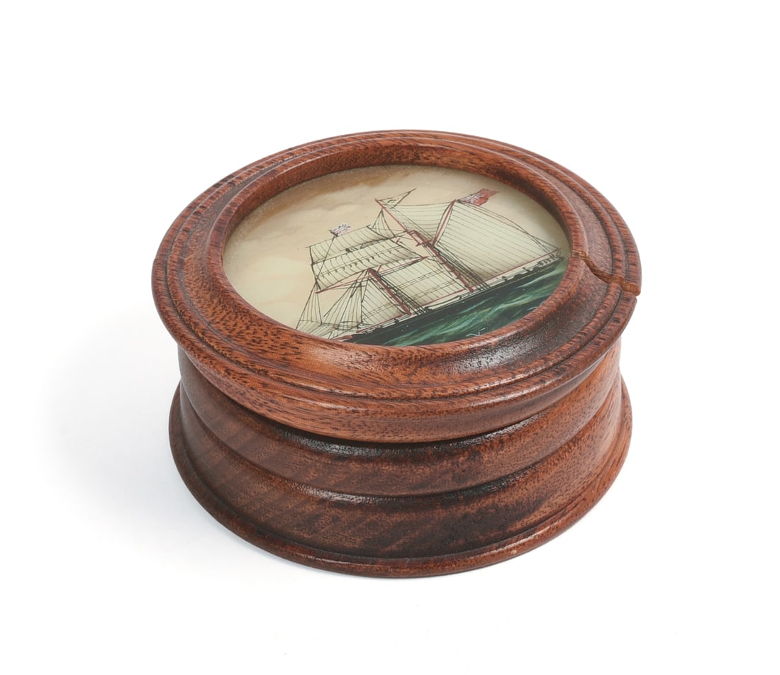 Small Wooden Box With Ship Painting. (1 of 4)
