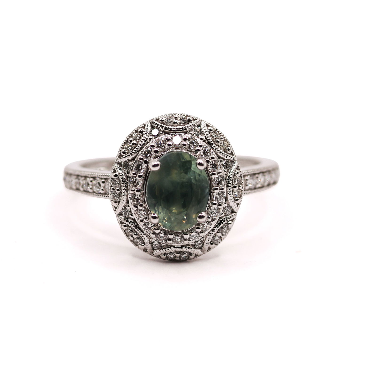 Platinum Natural Alexandrite Chrysoberyl and Diamond Ring (1 of 3)