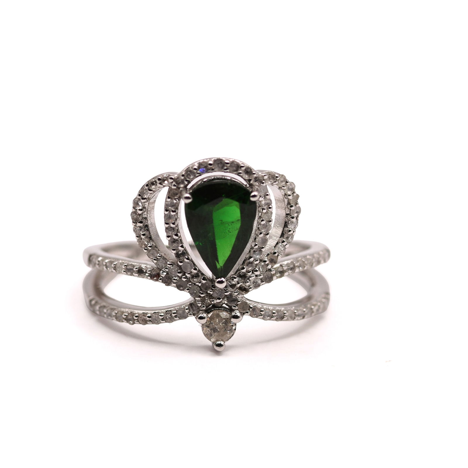 Platinum Tsavorite and Diamond Ring (1 of 3)
