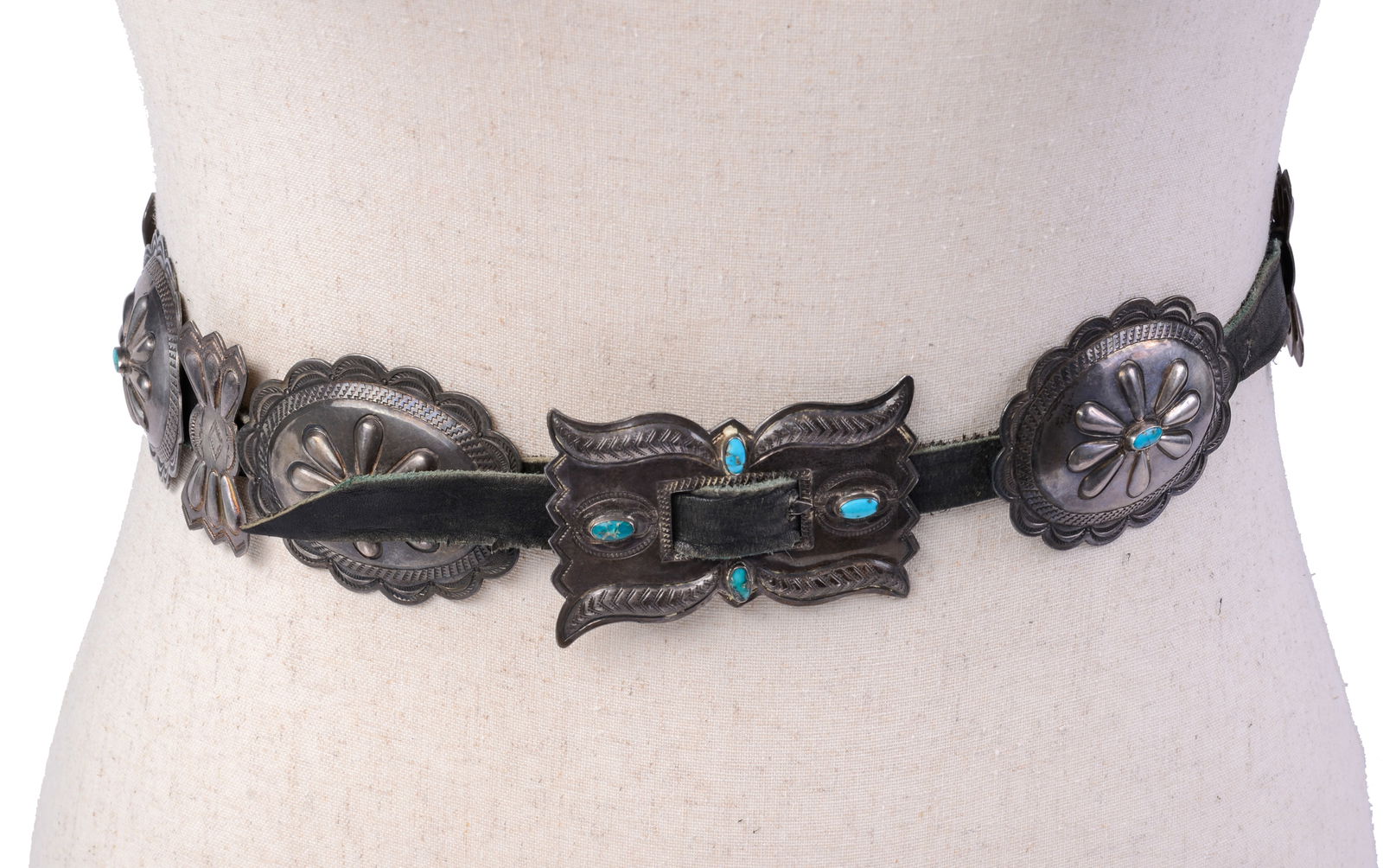 Navajo Turquoise Belt.: Length 36 inches.
