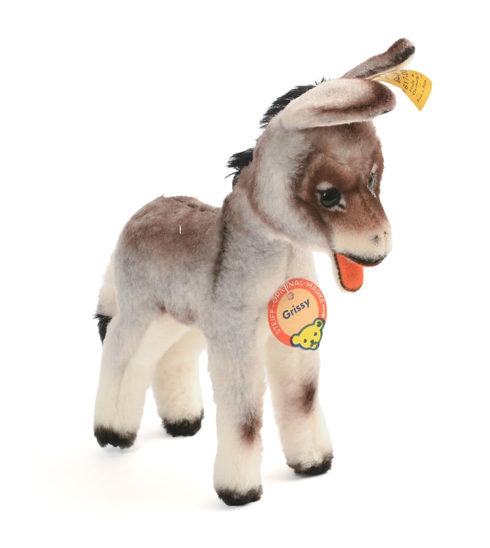 Steiff Donkey.: Height 7.5 inches, like new condition with tags.