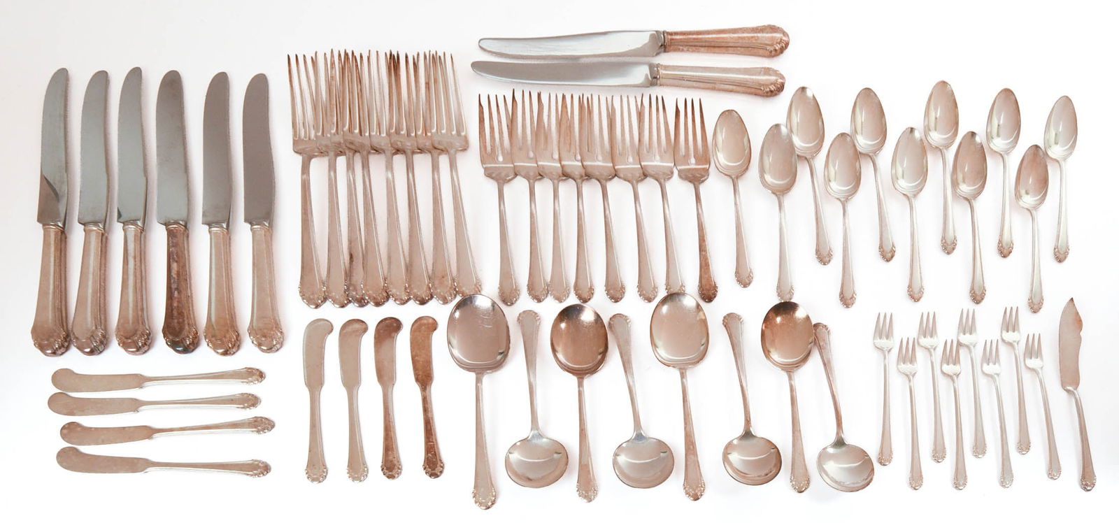 GORHAM STERLING FLATWARE SERVICE. (1 of 5)