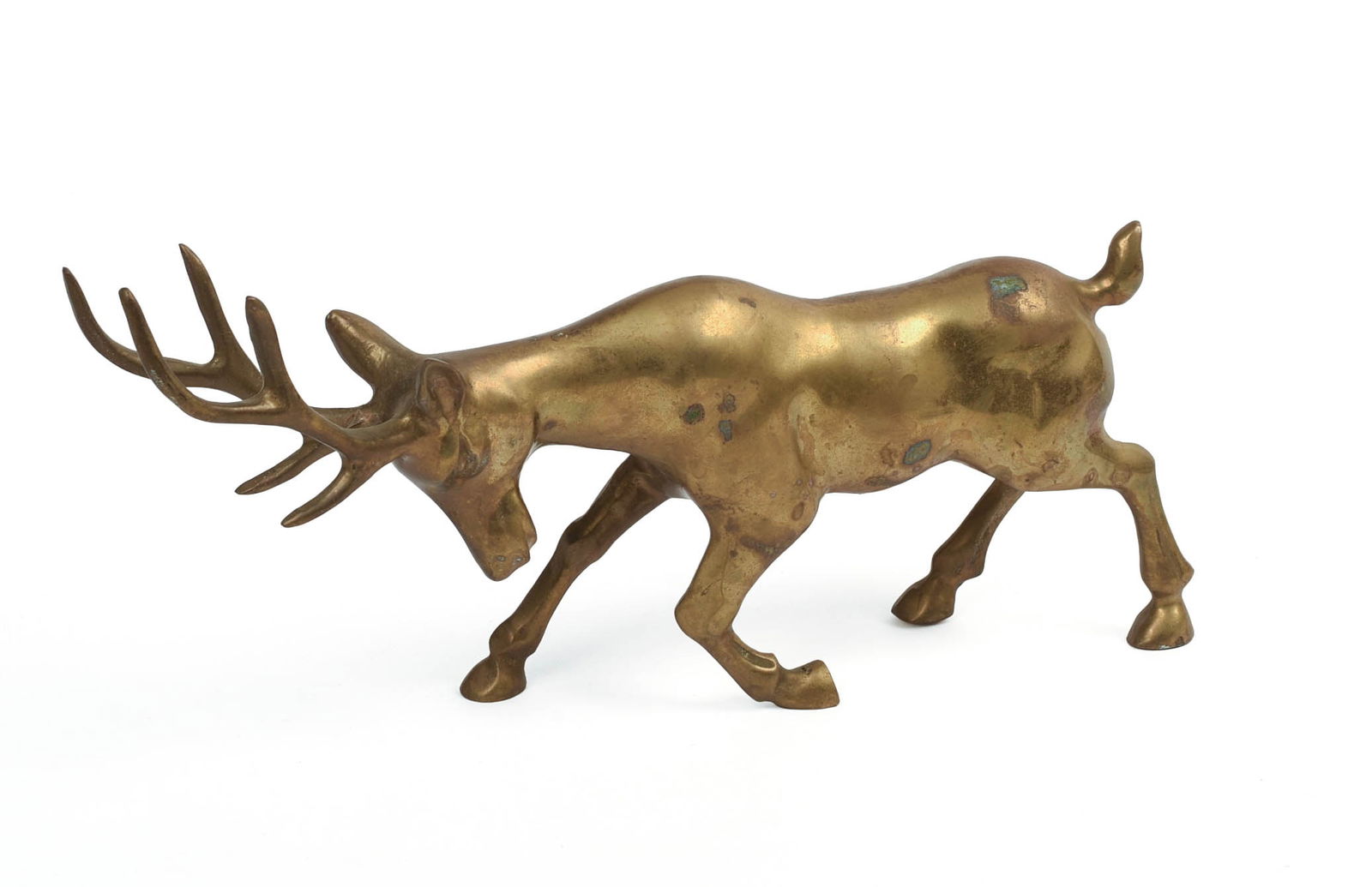 CAST BRASS MODEL OF AN ELK.: Length 10.5 inches.
