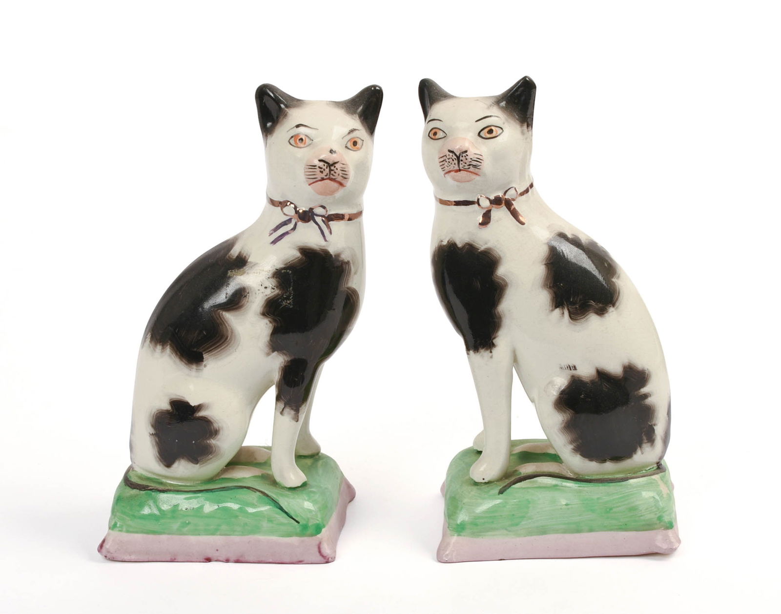PAIR OF OLD STAFFORDSHIRE WARE CAT FIGURES. (1 of 5)