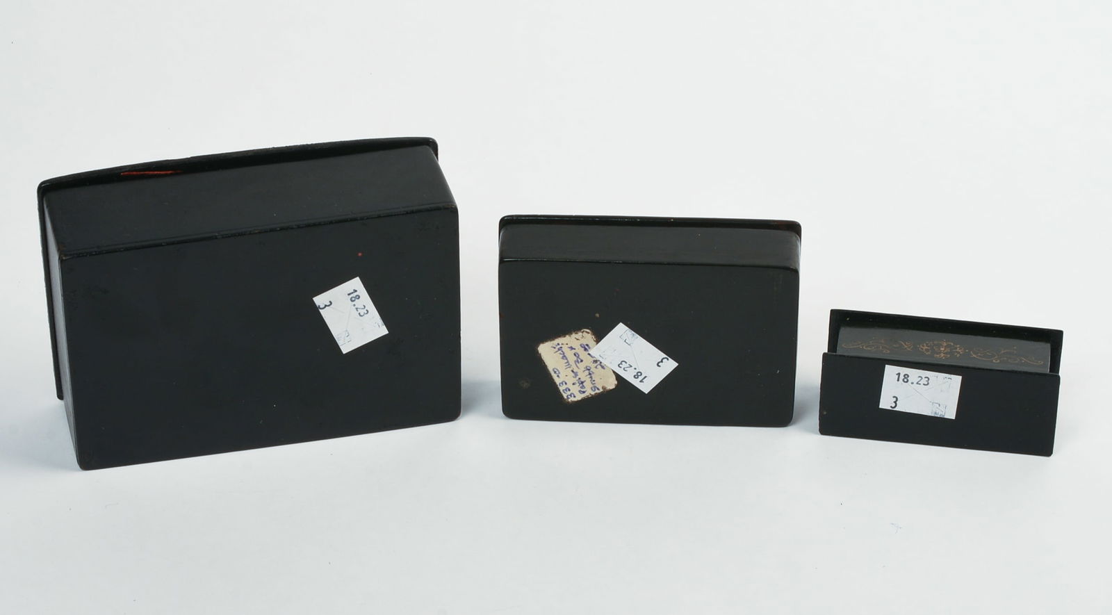 THREE RUSSIAN BLACK LACQUER BOXES. - 5
