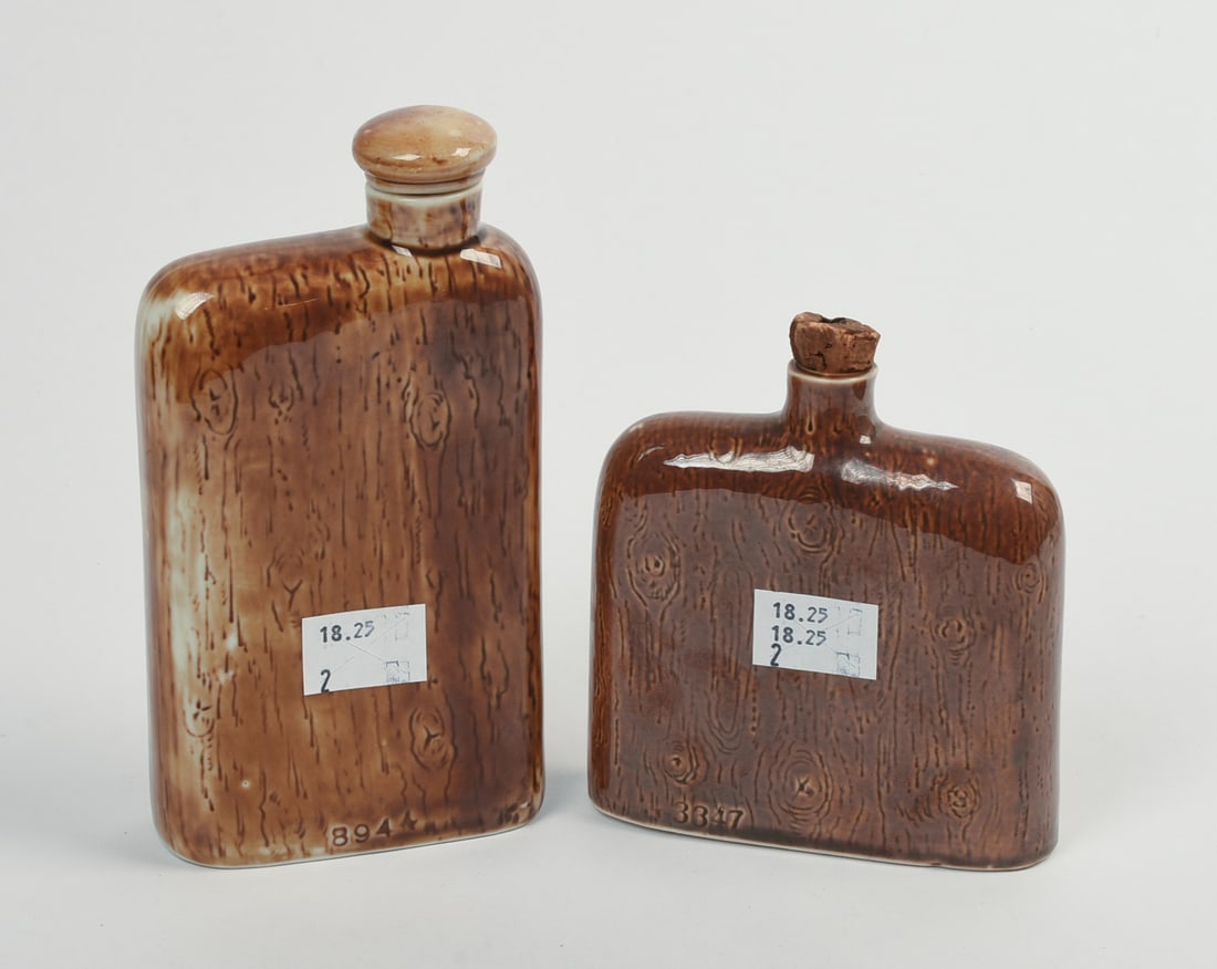 TWO HUMOROUS ENGLISH FLASKS. - 2