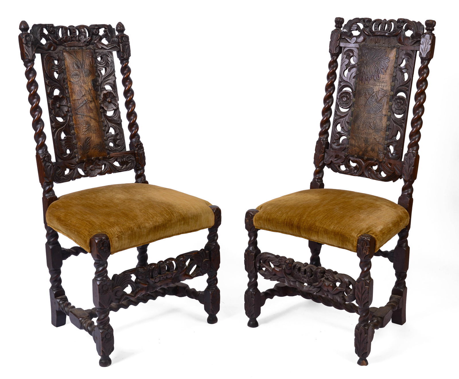 NEAR PAIR EUROPEAN BAROQUE STYLE SIDE CHAIRS. (1 of 8)