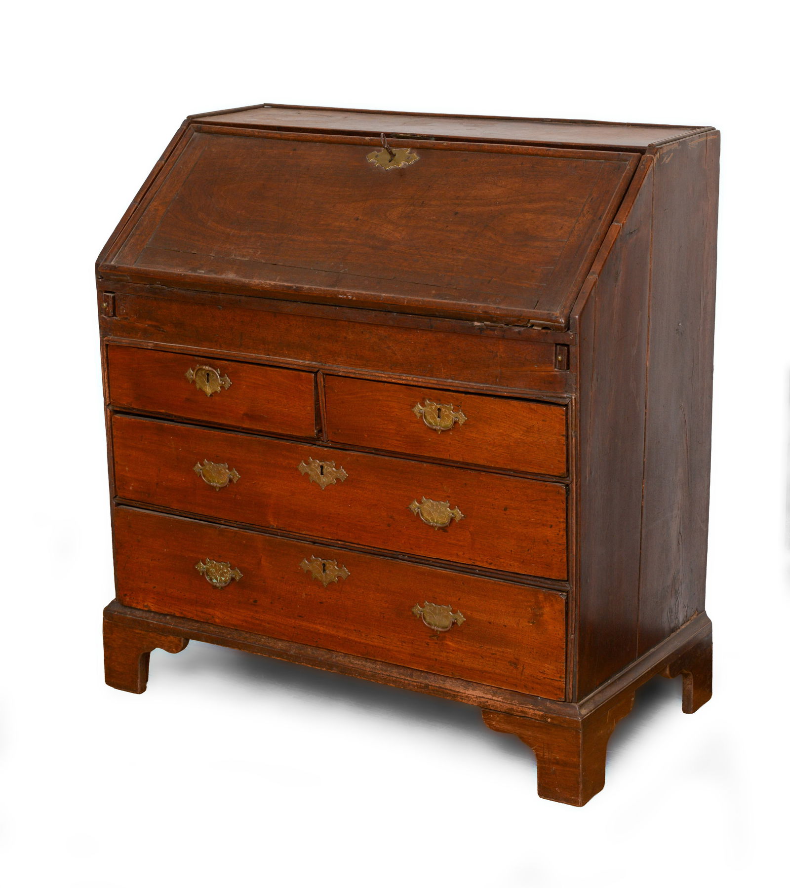 EARLY 19TH CENTURY ENGLISH SLANT FRONT DESK. (1 of 4)