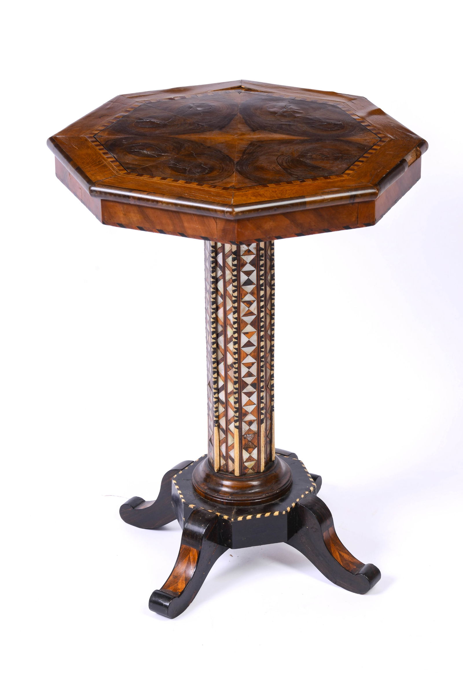 ANGLO-INDIAN MOTHER OF PEARL INLAID SIDE TABLE. (1 of 7)