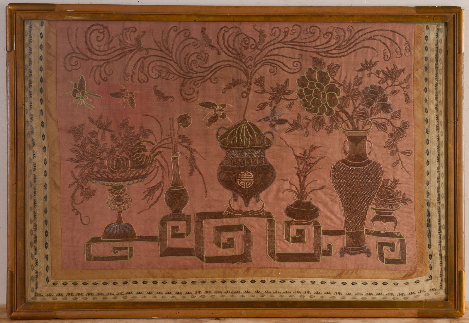 19TH CENTURY ORIENTAL SILK NEEDLEWORK. (1 of 3)