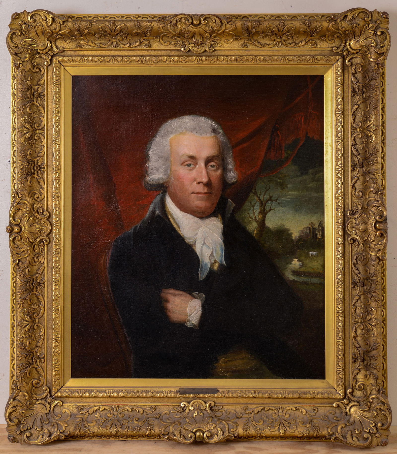 JOHN HOPPNER. PORTRAIT OF DR. WOOD.: Oil on canvas, 30.5 x 25 inches, unsigned. In original gilt frame, 41.5 x 36 inches. Relined, good overall condition, some minor losses to frame.