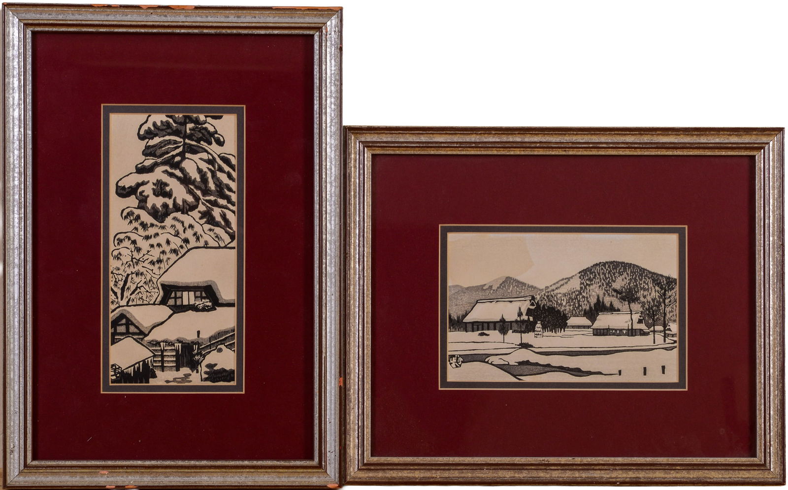 TWO GIHACHIRO OKUYAMA (JAPAN 1907-1980). JAPANESE WOODBLOCK PRINTS. (1 of 4)
